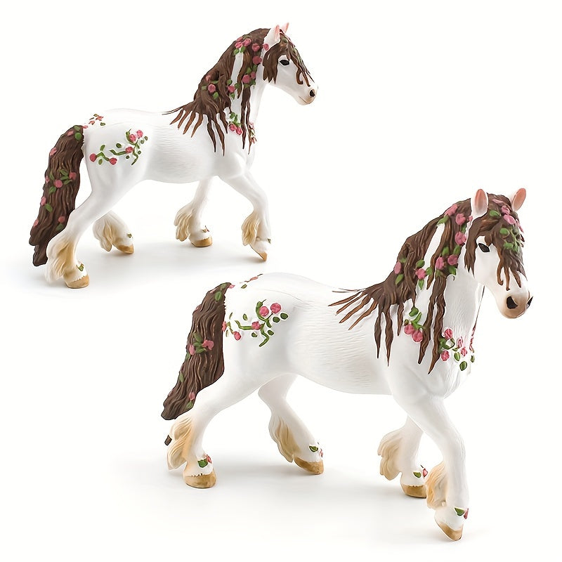 Simulated Mythical Animal Flower Elf Horse Desktop Ornament Toy