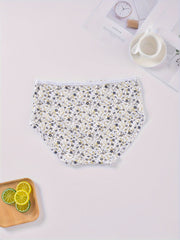 5 Pack Plus Size Panties Set Women's Plus Ditsy Floral Print Soft Briefs