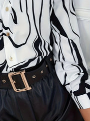 Abstract Print Long Sleeve Button Up Shirt