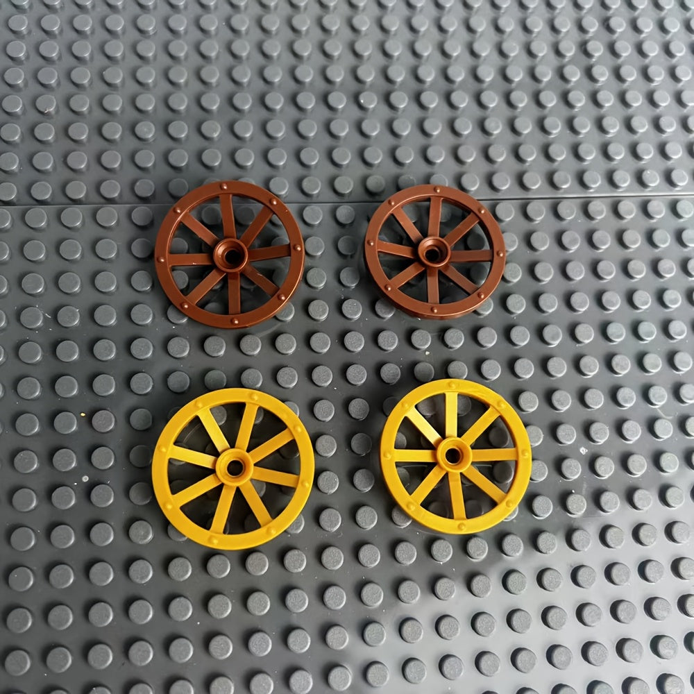 2 Pack Building Block Wheels in Dark Brown & Yellow