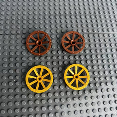 2 Pack Building Block Wheels in Dark Brown & Yellow