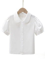 Girls Preppy Round Collar Shirt School Uniform Top