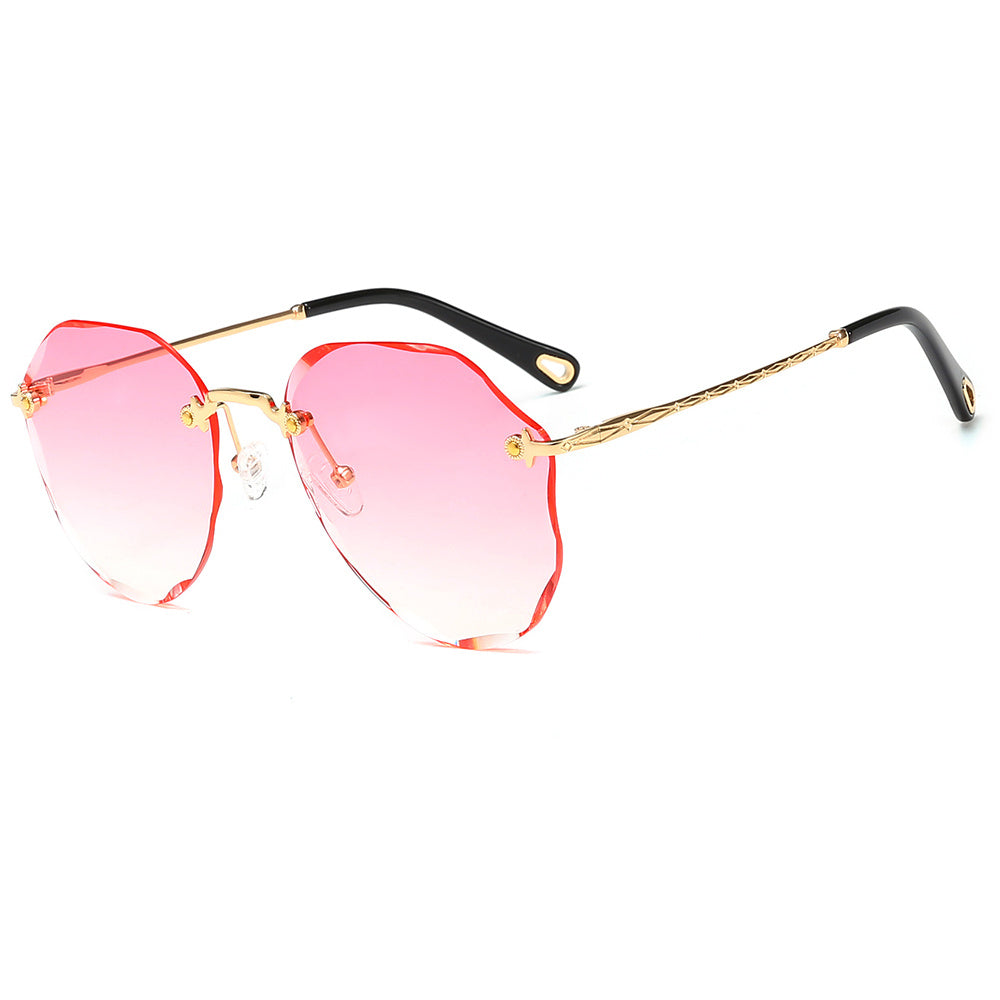 Multicolor Frameless Metal Gradient Sunglasses With Case