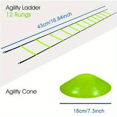 Agility Ladder Set 12 Rungs 12 Cones 4 Stakes Carry Bag