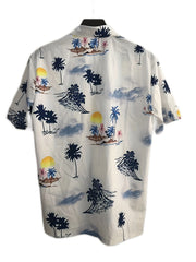 Men's Palm Trees Beach Print Short Sleeve Button Up Shirt