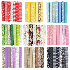 7pcs Small Clear Flower Cotton Floral Plaid Polka Dot DIY Cloth