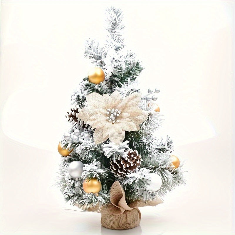 Mini Christmas Tree Artificial Snowflake Flocking Pine Needle Tree