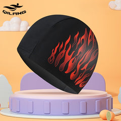Polyester Adult Swimming Cap Soft Comfort Ear Protection