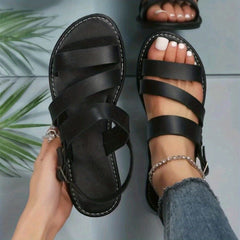 Women's Roman Flat Sandals Open Toe Ankle Strap Casual Beach Shoes