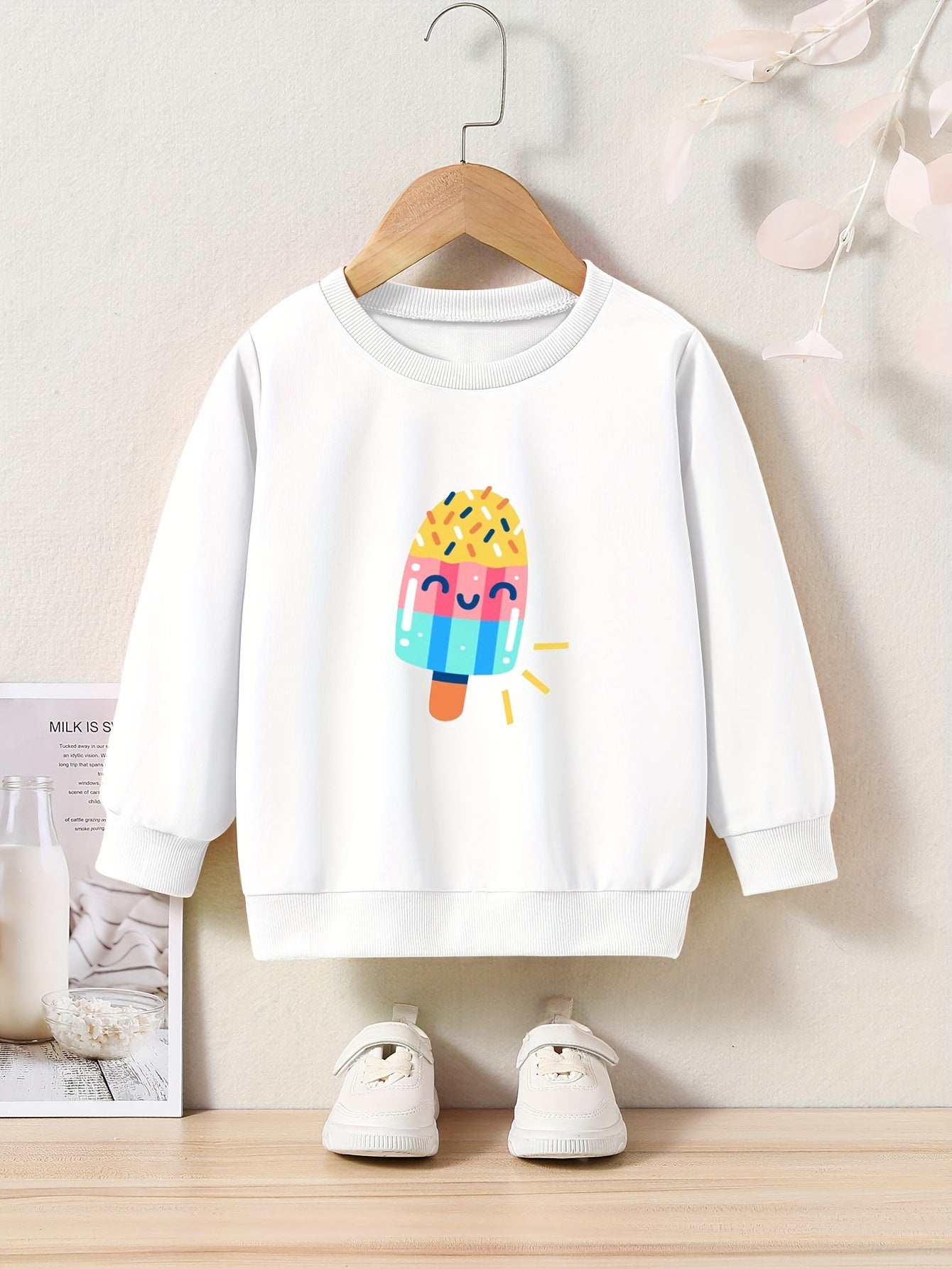 Cartoon Ice Cream Graphic Sweatshirt for Kids