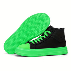 Two Tone High Top Board Shoes Lace Up Non Slip Canvas Shoes