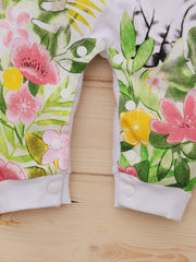 Baby Girls Cotton Long Sleeve Jumpsuit with Floral Print