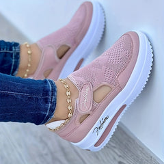 Women's Breathable Platform Sneakers Hook & Loop Outdoor Shoes