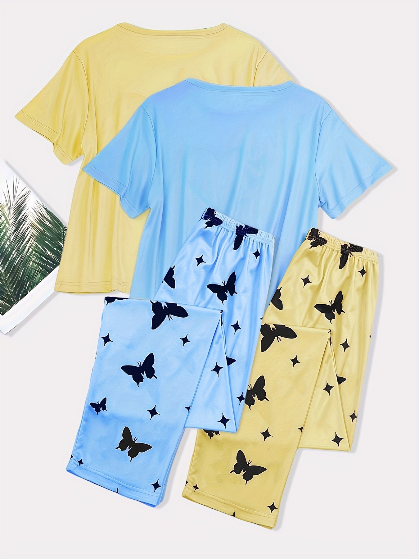 Heart Print Pajamas Set & Butterfly Print Pants