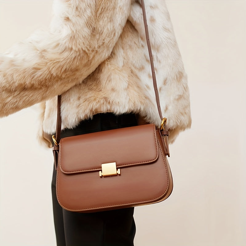Leather Textured Crossbody Bag Purse Versatile Baguette Bag