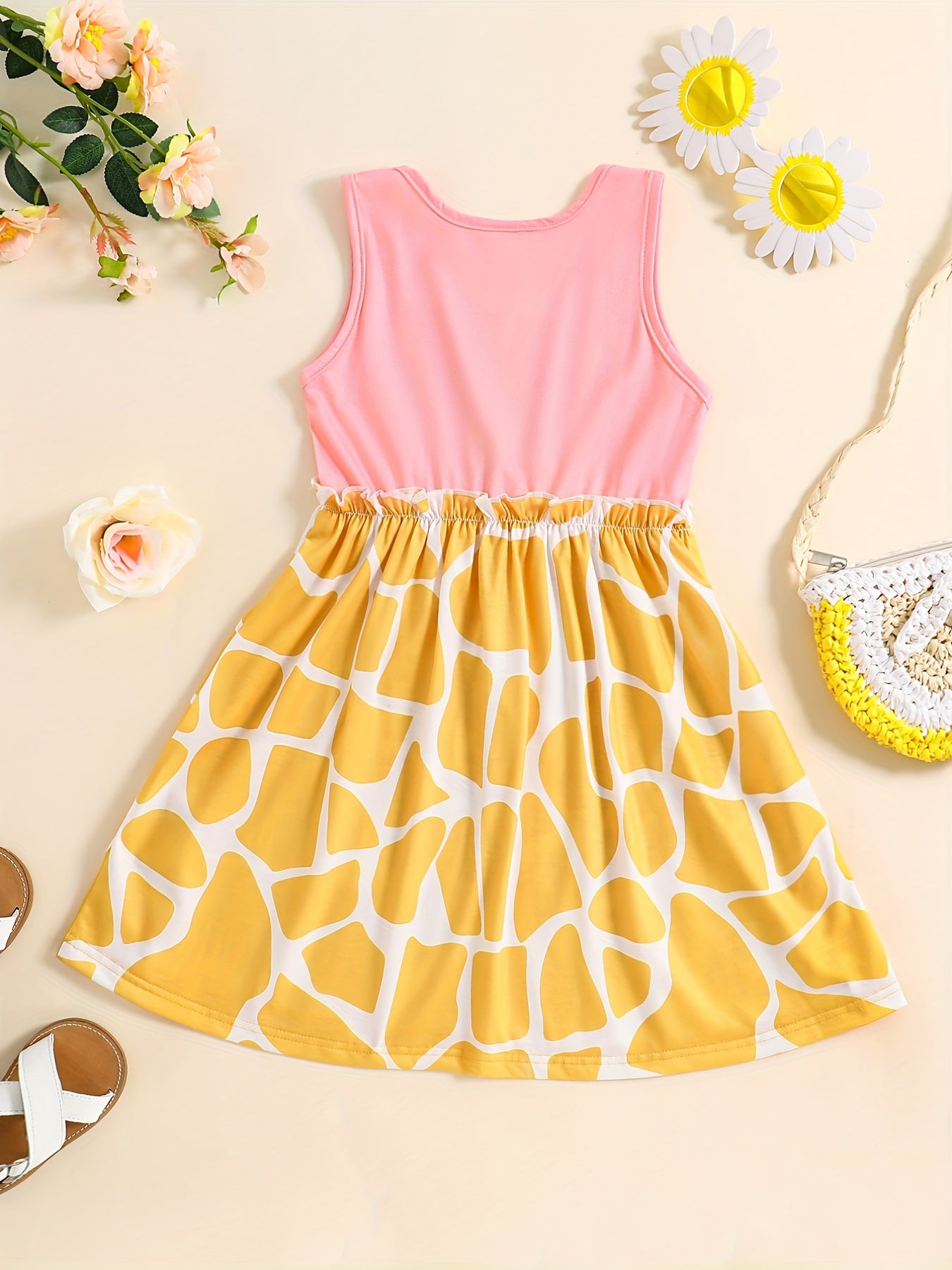 Toddler Girls Giraffe Embroidery Dress Casual Summer Clothes
