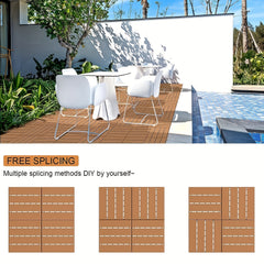 6pcs Interlocking Deck Tiles Waterproof Outdoor Flooring Patio Decking Tiles