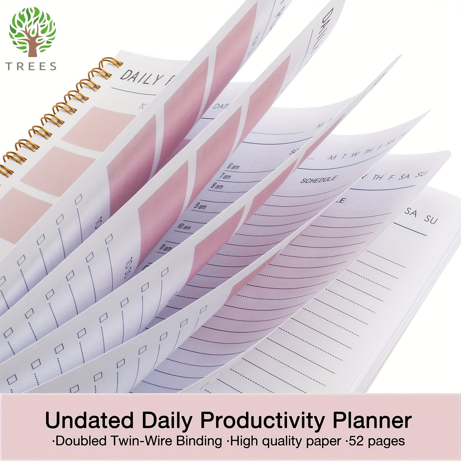 Daily Planner Undated Hourly Schedule To Do List & Meal Planner