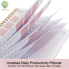 Daily Planner Undated Hourly Schedule To Do List & Meal Planner