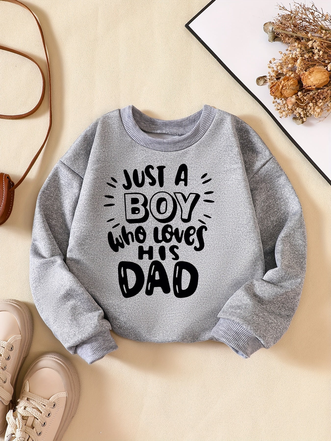 BOY LOVES DAD Letter Print Casual Sweatshirt
