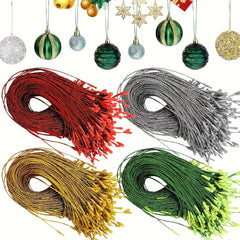 100pcs Christmas Ornament Hangers PreCut Ribbon Hooks with Snap Fastener