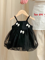 Baby Girls Bowknot Mesh Dress Cotton Cami Princess Dresses