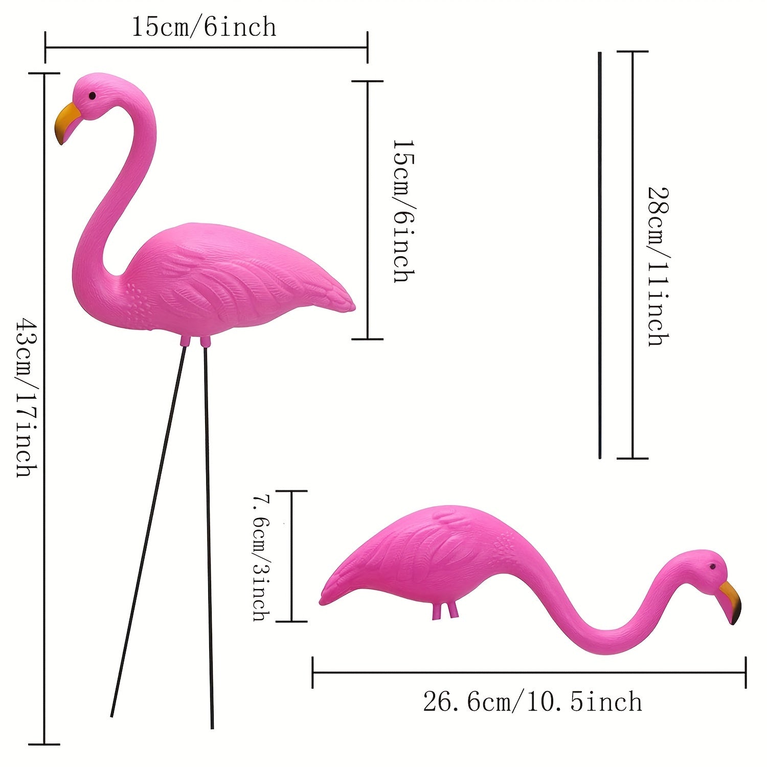 Small Pink Flamingo Yard Ornament Stakes Mini Lawn Plastic Flamingo Statue