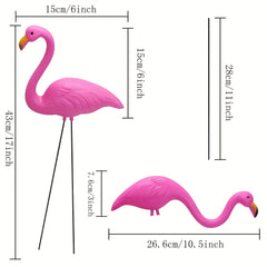 Small Pink Flamingo Yard Ornament Stakes Mini Lawn Plastic Flamingo Statue