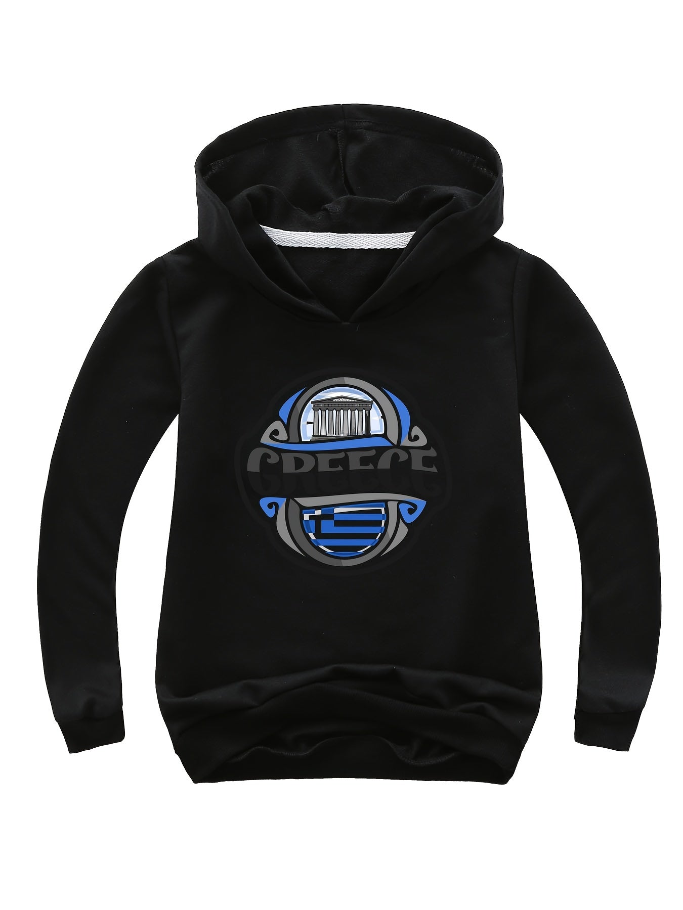 Cotton GREECE Print Hoodies Girls Comfy Hooded Sweatshirt Pullover