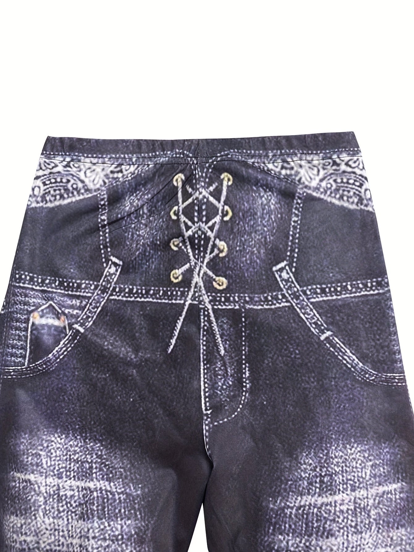 Denim Print High Waist Skinny Leggings Sexy Stretchy Leggings