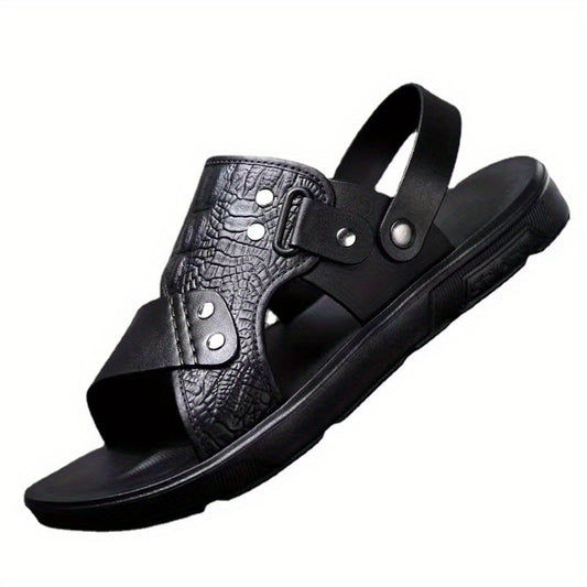 Men's Embossed Sandals Durable Non Slip Outdoor Slides Sandals