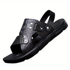 Men's Embossed Sandals Durable Non Slip Outdoor Slides Sandals