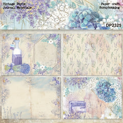 16pcs Lavender Pattern Romantic Summer DIY Paper Craft Supplies For Gift
