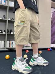 Boy's Cargo Shorts Letter Patched Bottoms Street Style Casual Kid's Clothes