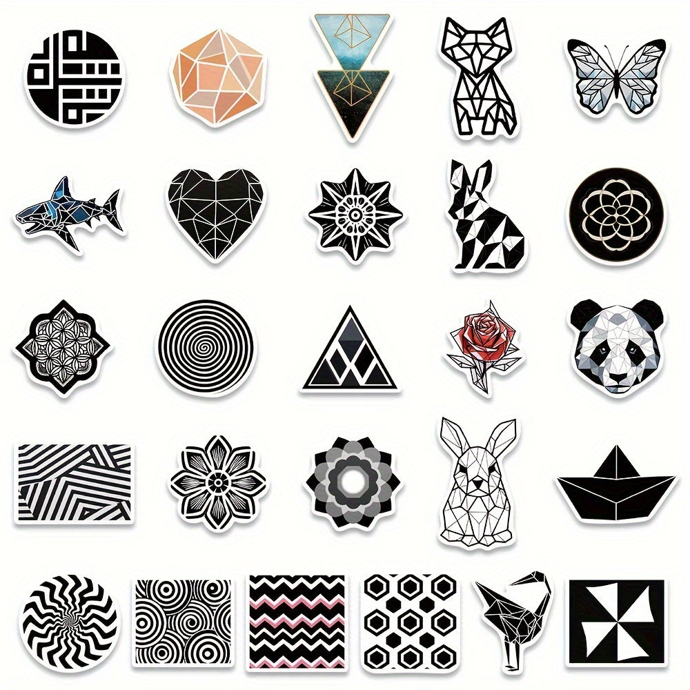 50pcs Geometric Pattern Graffiti Stickers Waterproof Pack