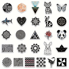 50pcs Geometric Panda Stickers for Laptop Helmets Water Cup DIY P