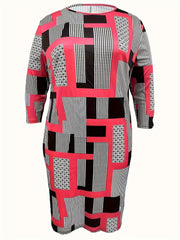 Colorblock Geometric Print Mini Dress