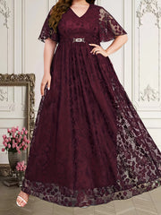 Lace Short Sleeve Maxi Wedding Dress