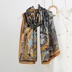 Ethnic Wind Leaf Scarf Women's Colorful Retro Warm Scarf