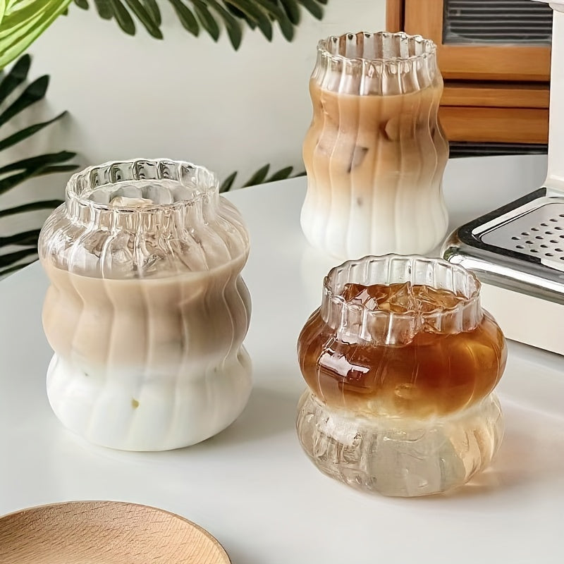 Unique Glass Water Cup Vertical Stripe Fruit Tea Cup for Outdoor Camping