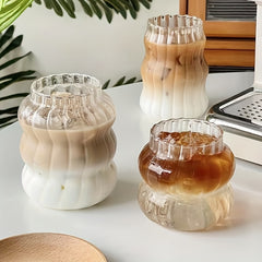 Unique Glass Water Cup Vertical Stripe Fruit Tea Cup for Outdoor Camping