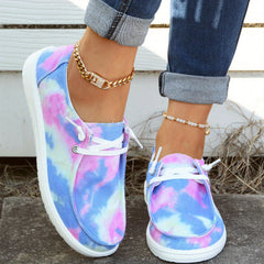 Women's Tie Dye Boat Shoes Lightweight Canvas Comfy Flat Walking Shoes