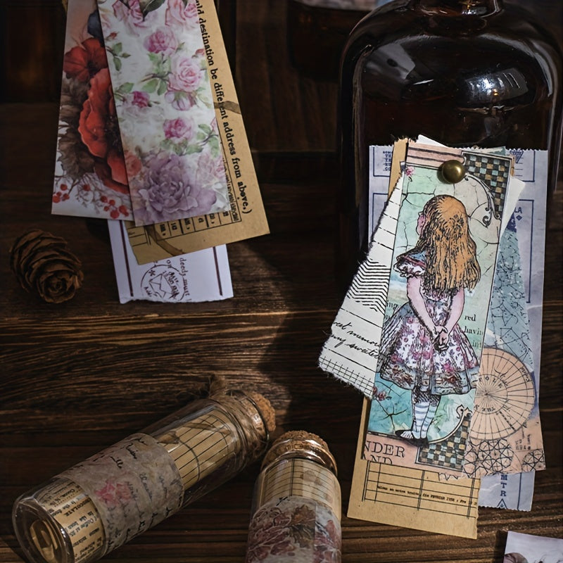 50pcs Vintage Washi Stickers Book Floral Travel Ocean Adventure Stickers