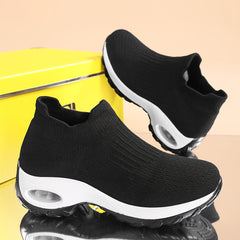 Women's Air Cushion Knit Socks Sneakers Comfort Slip on Platform Casual Shoes