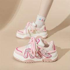 Women's Letter Patched Low Skate Shoes Platform Casual Sneakers