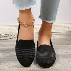 Women's Knitted Flat Shoes Almond Toe Slip On Soft Sole Casual Loafers