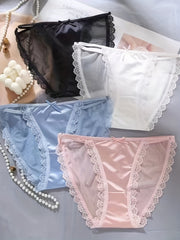 5pcs Mesh Bikini Panties Comfy Semi sheer Women's Lingerie