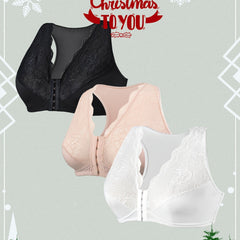 3 Pack Plus Size Front Closure Racer Back Lace Bra Set
