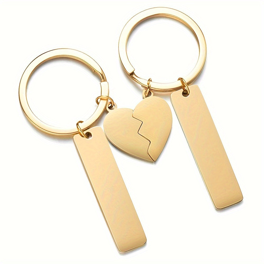 Custom Stainless Steel Name Men's Keychain Love Puzzle Key DIY