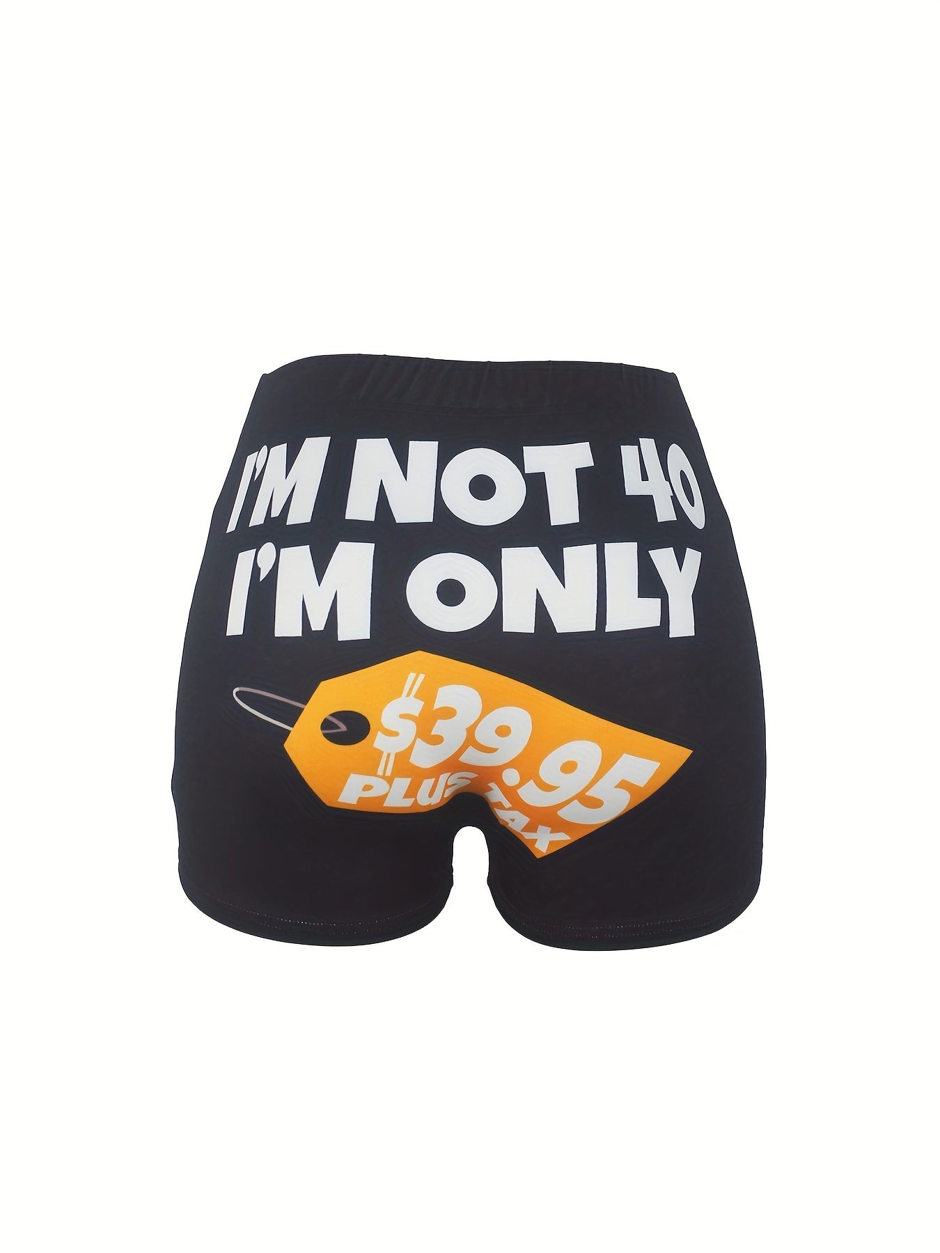 Tag & Letter Print Skinny Shorts for Women